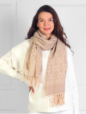 Cashmere Feeling Double Loop Scarf with Fringes